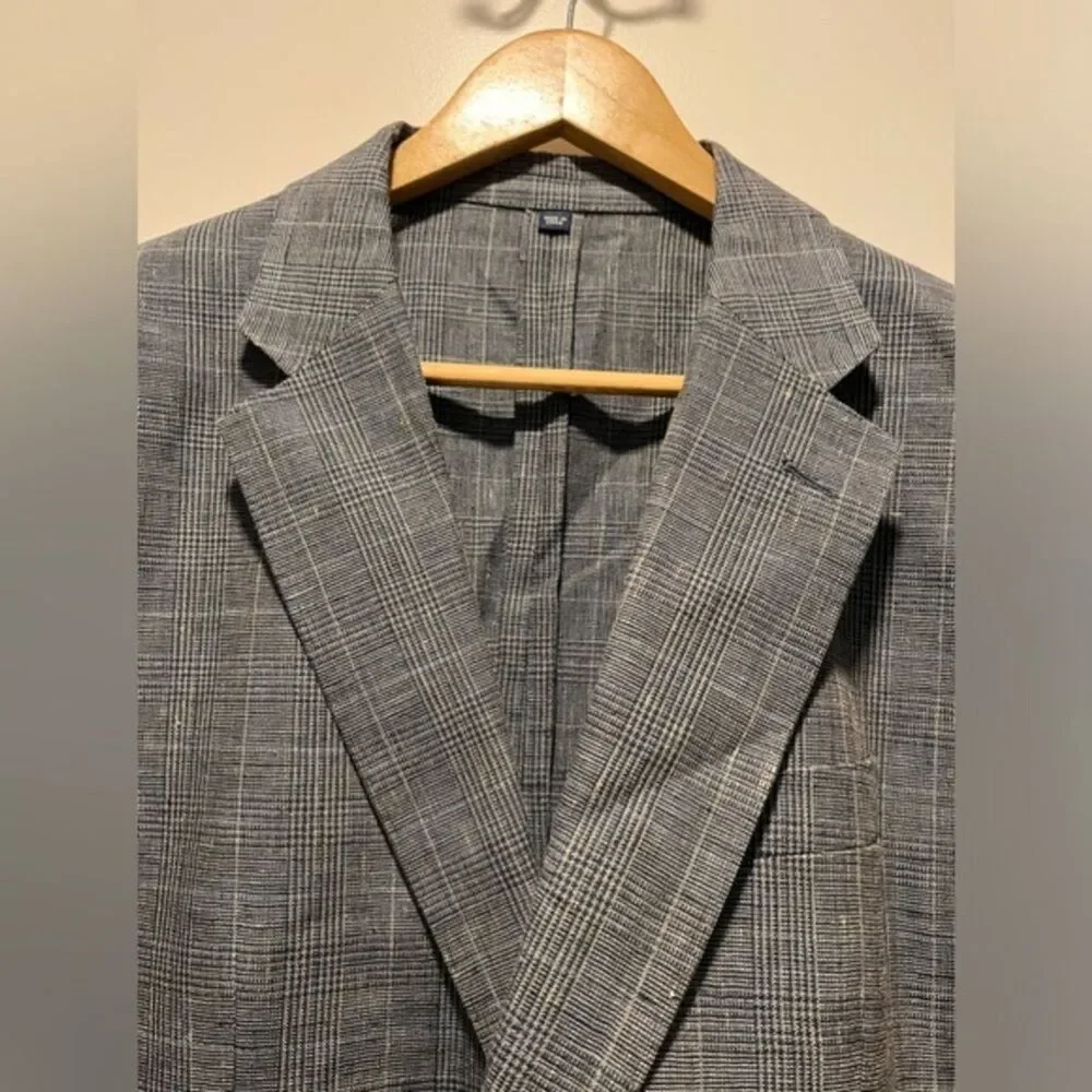 J‎ Crew Men's Thompson Plaid Blazer 100% Linen Slim Fit  $298 Size 36R Formal